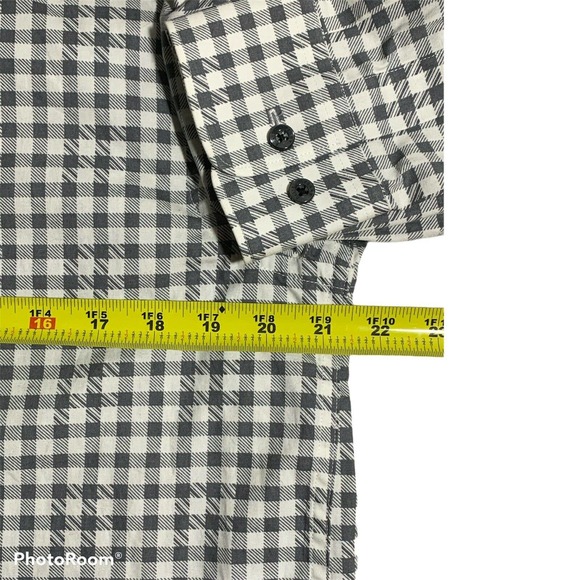 Perry Ellis Mens Medium Gray Check Plaid Linen Button Up Shirt New With Tags - Picture 4 of 10